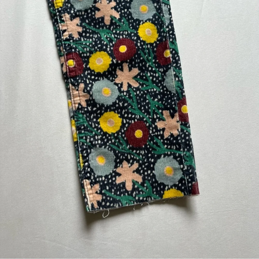 GORMAN black green multicolor floral corduroy slim‎ leg cropped pants